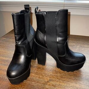 JustFab Black Platform Ankle Boots